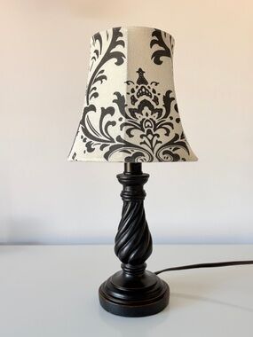 Damask Black and Cream Wood Twist BaseTable Lamp Desk Lamp Nightstand